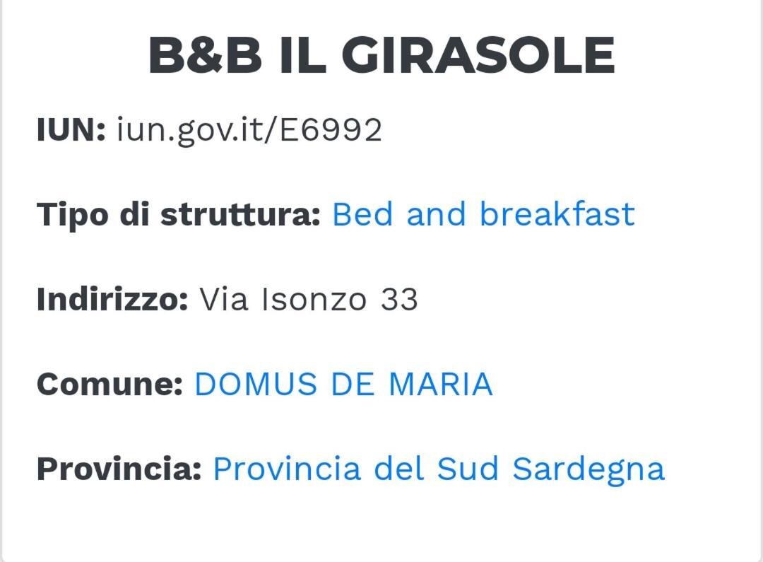 Il Girasole Bed & Breakfast Домус де Мария Екстериор снимка